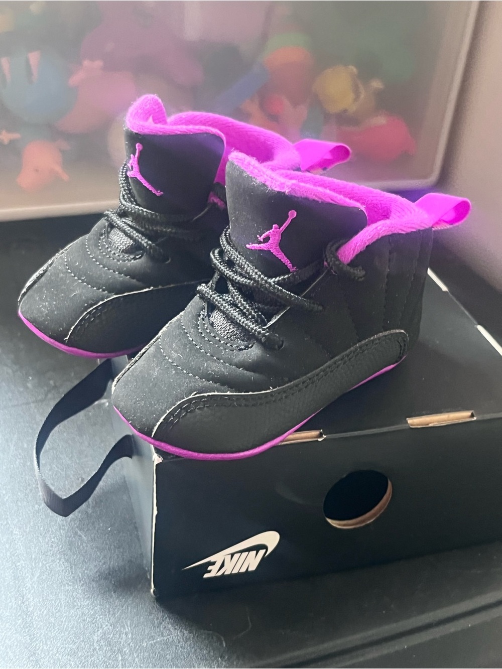 Air Jordan Baby Black and Purple Jordans